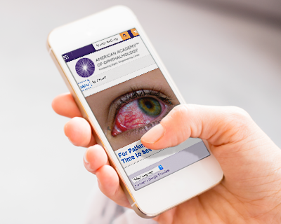Eye Health website on a handheld phone screen