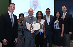 Left to right: Michael Feilmeier, MD, Dr. Patel, Dr. Lloyd, Secretary for Member Services Tamara Fountain, MD, Robert Melendez, MD, MBA, Olivia Lee, MD, and David Parke III, MD.