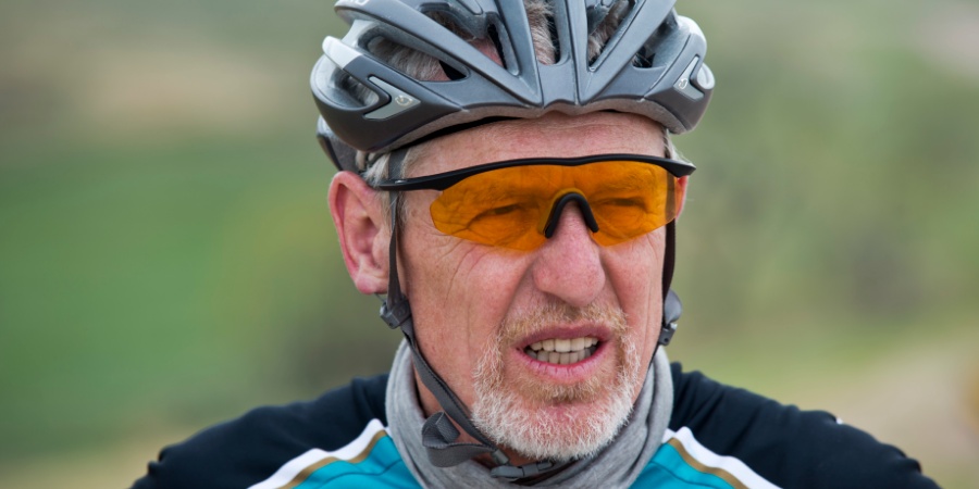 A close up image of cyclist, Heinz Richardson