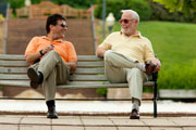 Men on a bench wearing sunglasses