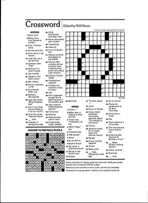 One of Dr. Haight's Crossword puzzles for the New York Times