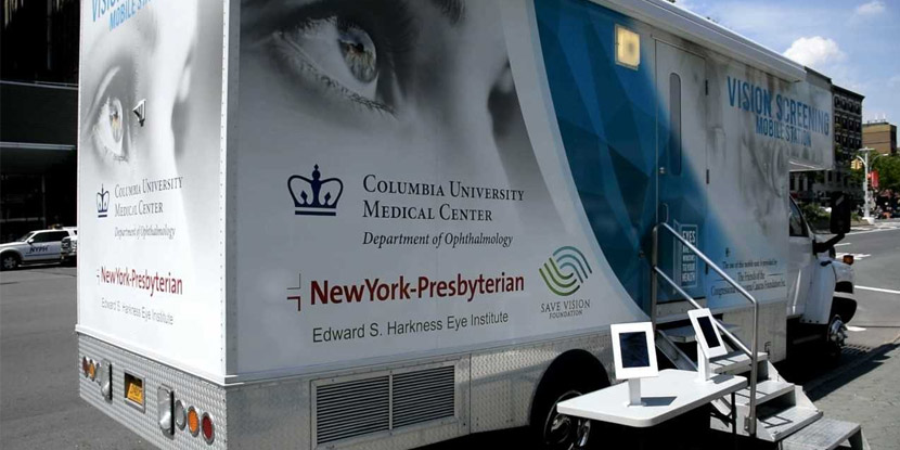 Columbia University's vision screening van in New York City.