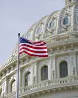 Flag flies in front of U.S. Capitol Building