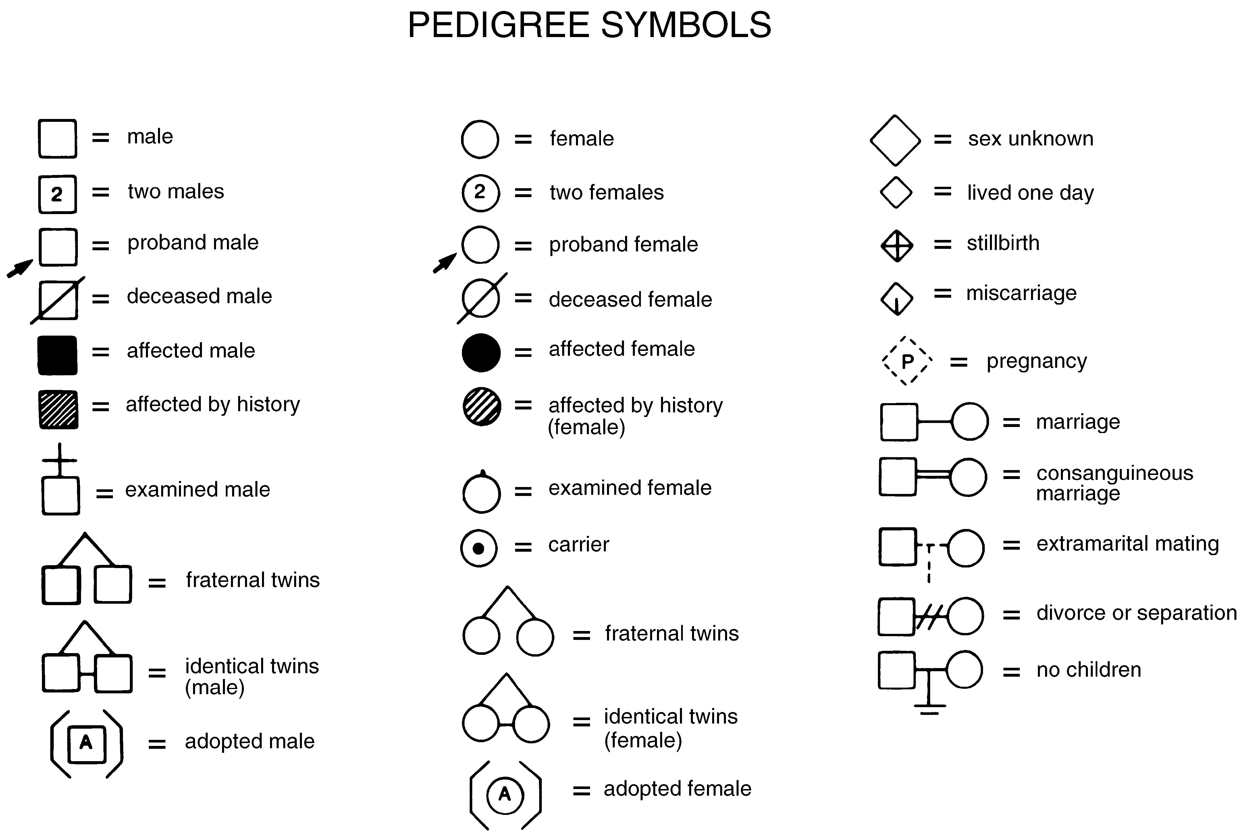 Image result for in pedigree the symbols used are