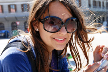 Young woman in oversize glasses