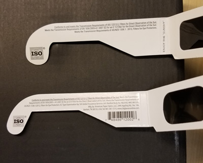 Eclipse Glasses ISO logo side-by-side real and fake glasses