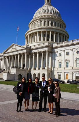 More than 150 advocacy ambassadors took part in Congressional Advocacy Day, April 10. Dr. Bagheri (right) joined ophthalmologists including, left to right: Sonya B. Shah, MD; Nisreen K. Mesiwala, MD; and Wills Eye Institute residents Teri T. Kleinber