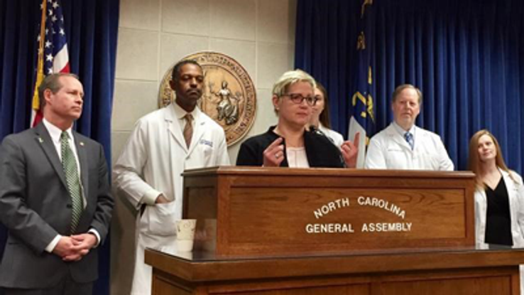 Ophthalmologists and other physicians advocate for quality patient care at a North Carolina press conference